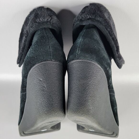 Donald J Pliner Maxxi Ankle Boots Wedge Lace Up Black Suede Size 8 M Faux Fur - Picture 14 of 14